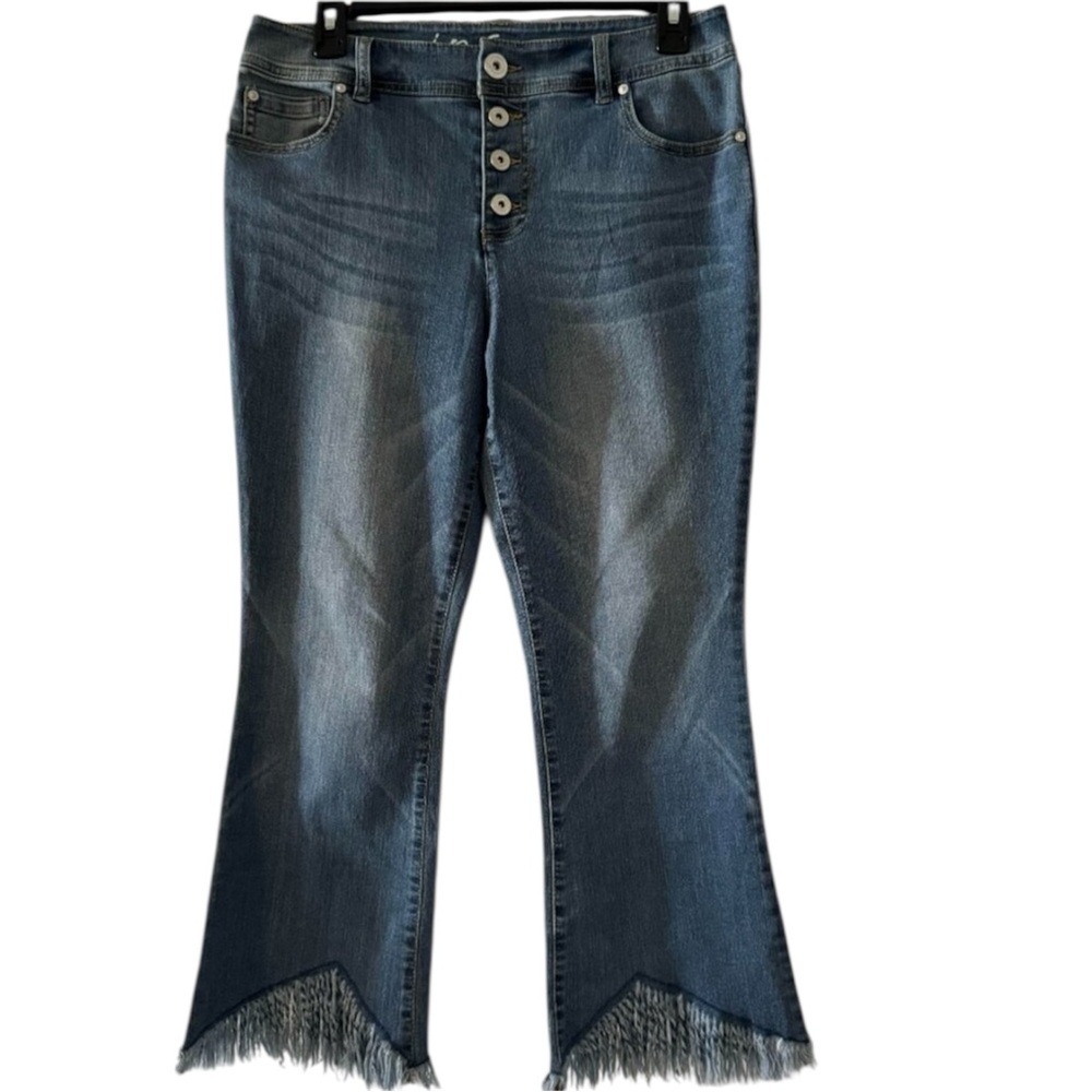 I.N.C. Ankle Length Fringed Denim Cropped Jeans with Button Fly Women’s Size 4